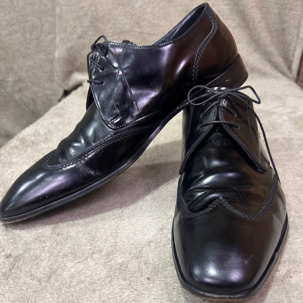 Vintage Hugo Boss Black Leather Split Toe Derby Dress Shoes Men’s Formal Lace Up